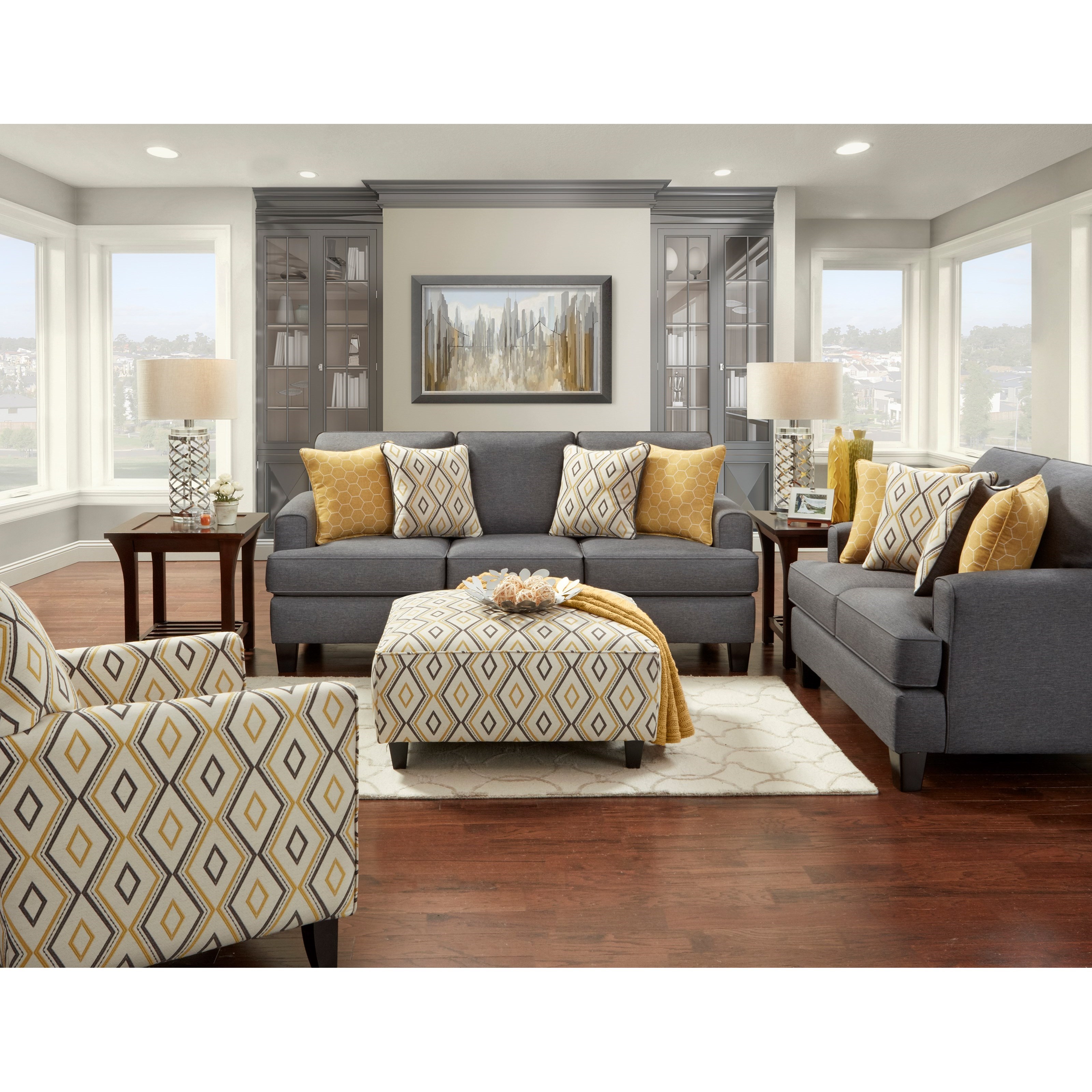 Grey sofa sales and accent chair